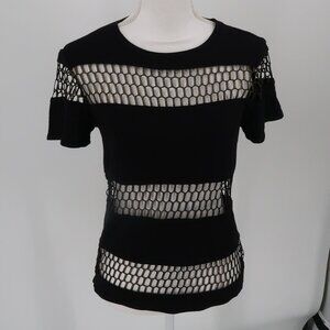 Benjamin Jay Black Gold Perforated Style T-Shirt Size Medium